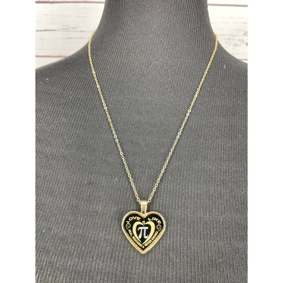 NEW Teacher Appreciation Pi Heart Pendant Gold Tone Necklace - Picture 6 of 6